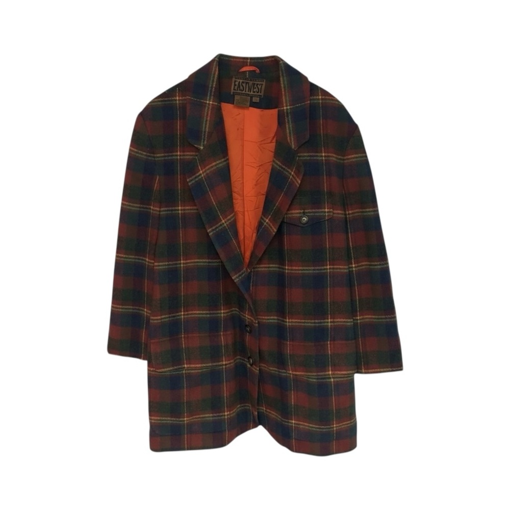 EastWest Vintage Plaid Wool Blend Coat Women’s‎ Large Multicolour